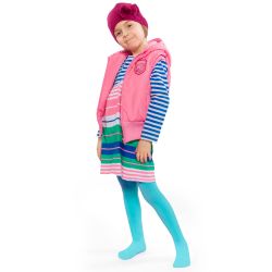 Ciepłe rajstopy dziecięce z polarem w kolorze turkusowym - drugi gatunek.