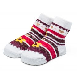 Ciepłe bawełniane skarpetki niemowlęce dla dziewczynki w kwiatki.