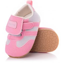 Lekkie różowe buciki dla dziewczynki na wiosnę lato zapinane na rzep.